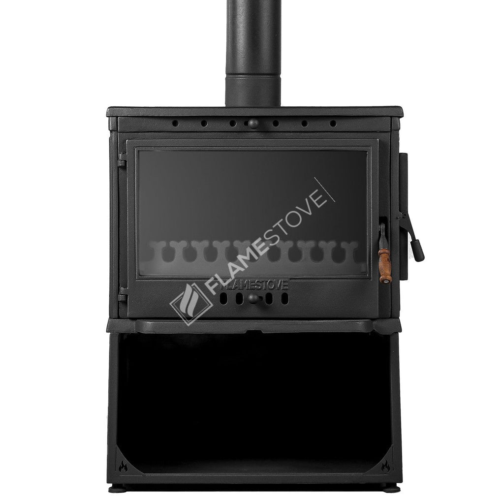 FS-042YKST Flame Stove Retro Lux YK Stil Döküm Soba, Yan Kapaklı, Odunluklu, 3 Camlı, 10 kW 5