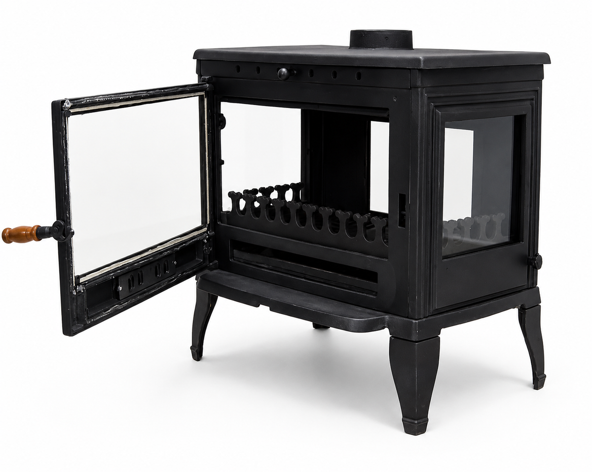 FS-043 Flame Stove 3 Camlı Döküm Soba: Yüksek Verimli Odun Kömür Isıtıcı 3