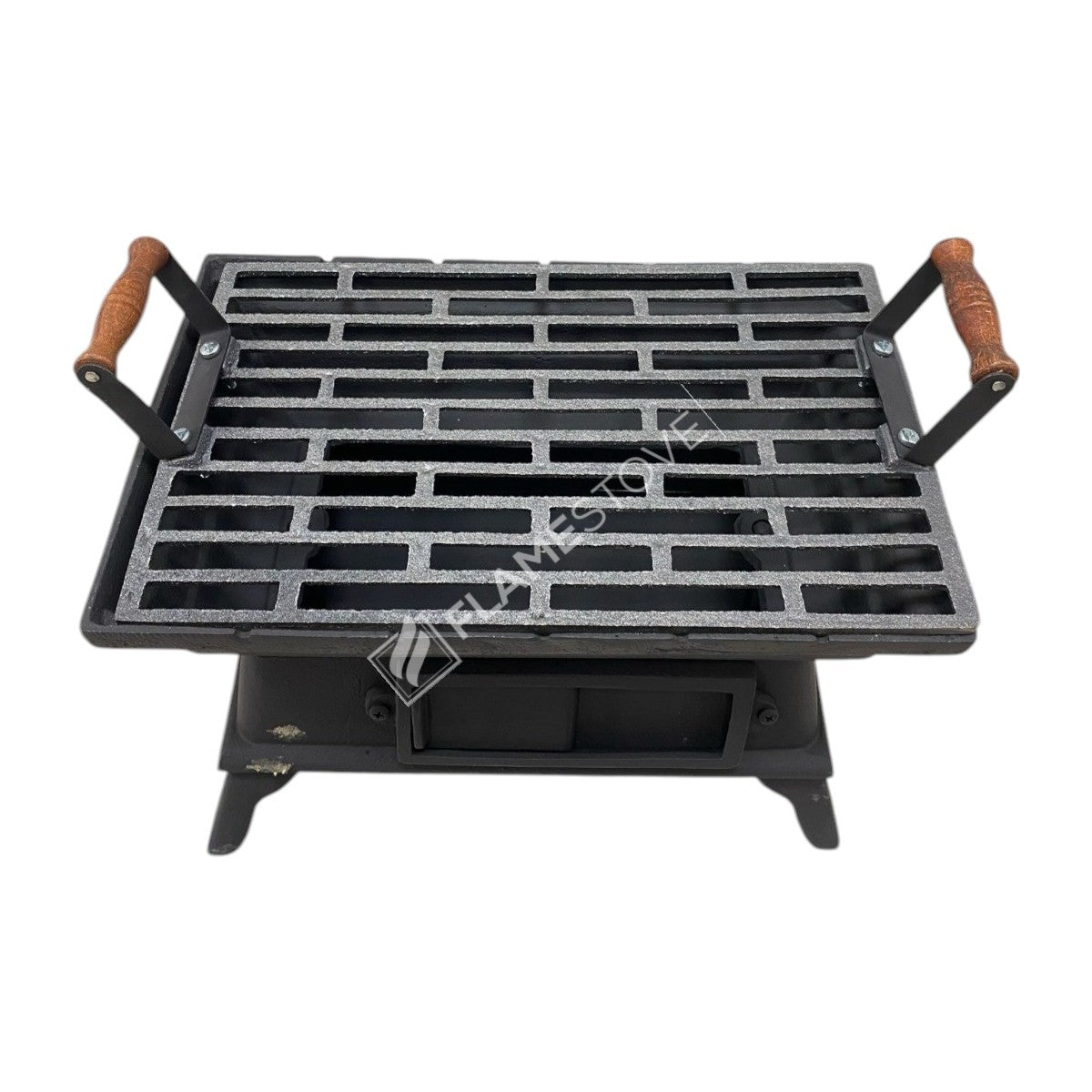 FS-405 Flame Stove Taşınabilir Ahşap Saplı Kare Döküm Piknik Mangalı - Dayanıklı, Kolay Temizlenebilir 3
