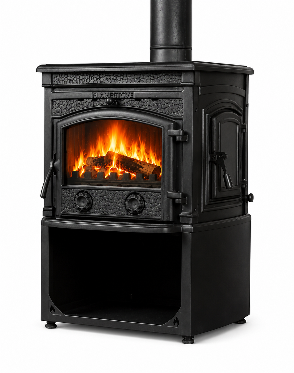 FS-014YKST Flame Stove Sirius Ultra Yan Kapaklı Odun Hazneli Döküm Soba, Yüksek Verimli Isıtma Çözümü. 1