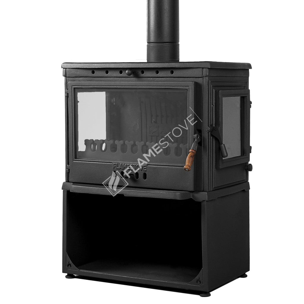 FS-042YKST Flame Stove Retro Lux YK Stil Döküm Soba, Yan Kapaklı, Odunluklu, 3 Camlı, 10 kW 4