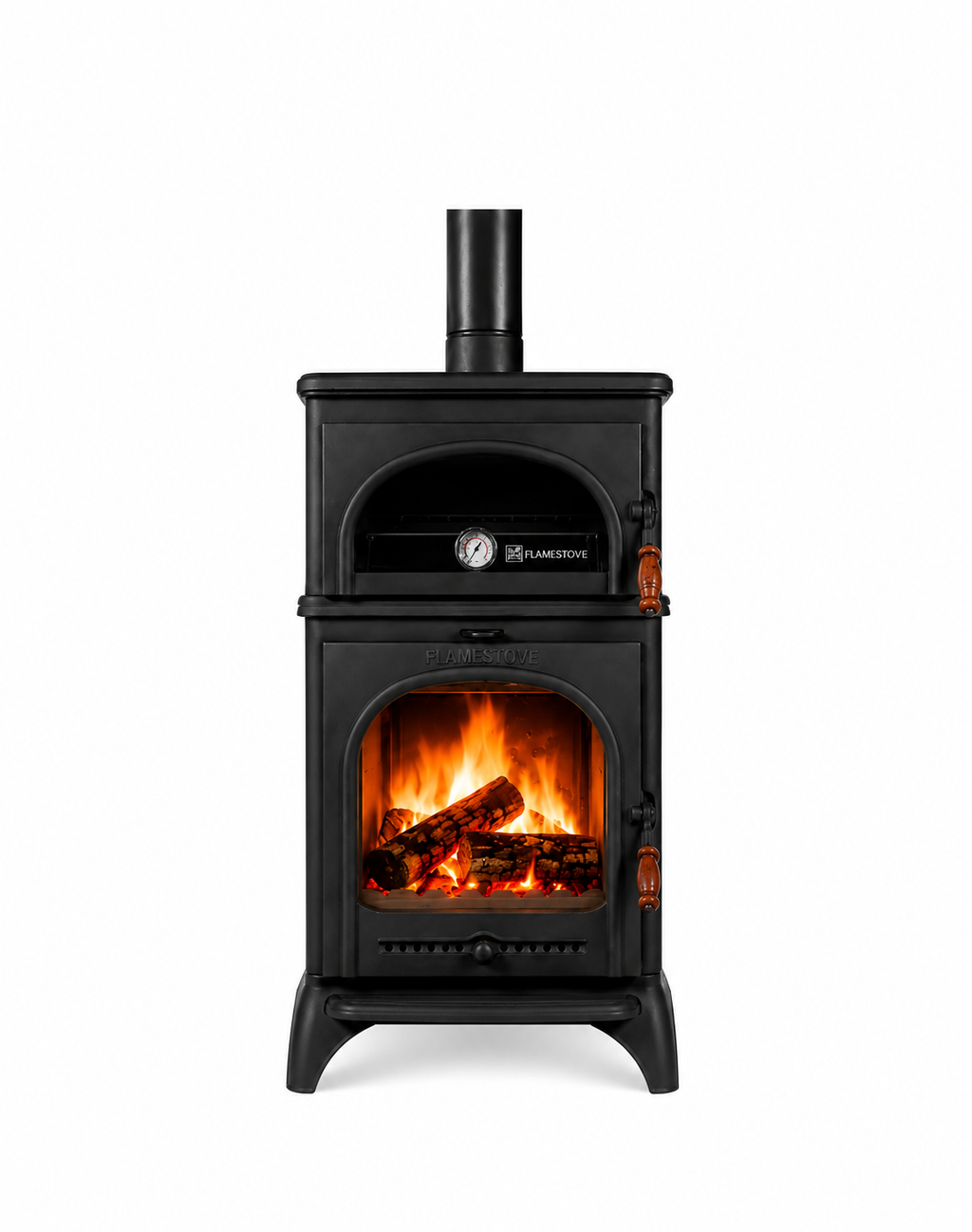FS-024 Flame Stove Modena Lux Oven Fırınlı Döküm Soba Yüksek Verimli 3 Camlı Schott Robax 2