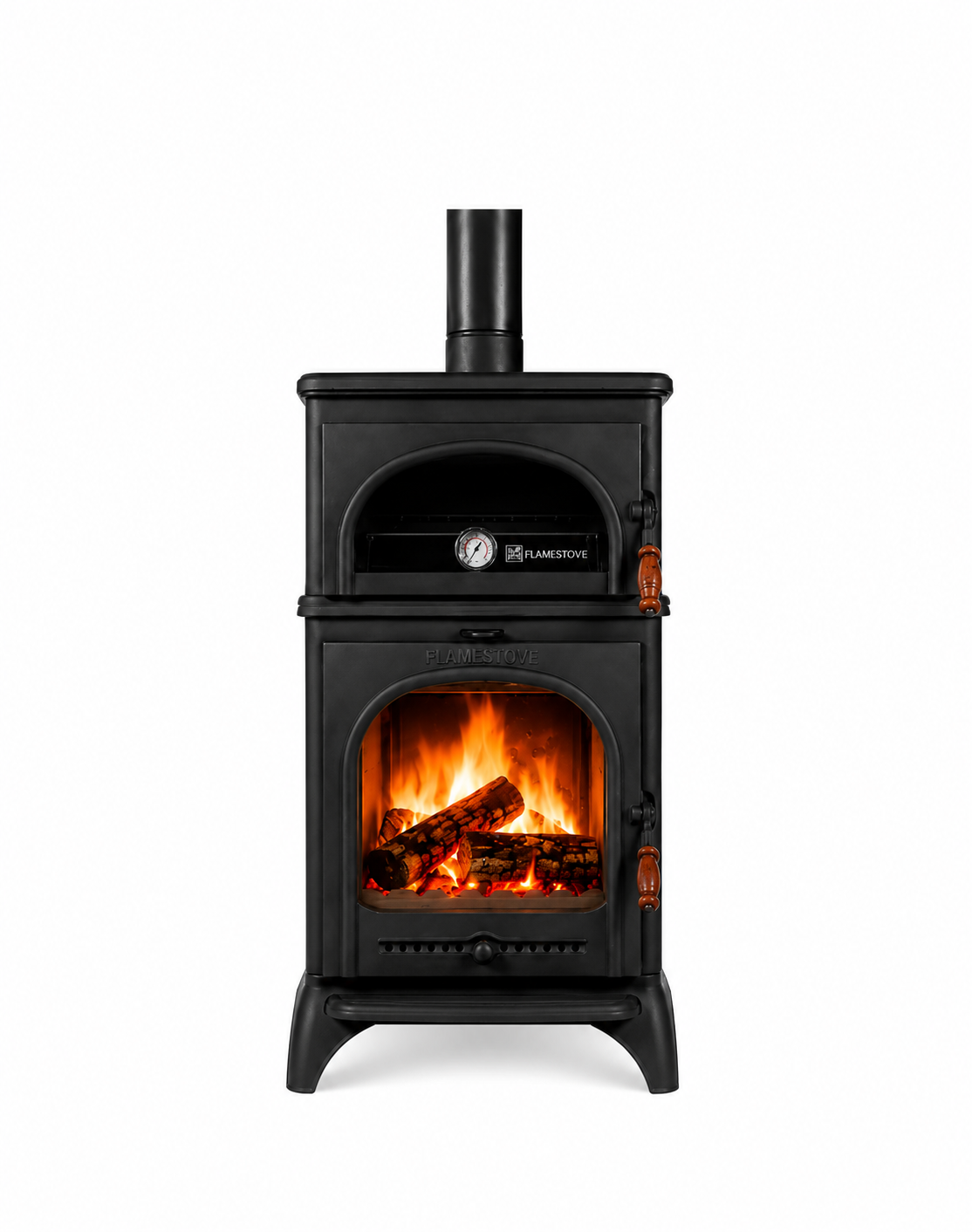 FS-024 Flame Stove Modena Lux Oven Fırınlı Döküm Soba Yüksek Verimli 3 Camlı Schott Robax 2