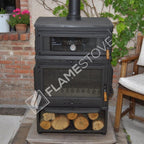 FS-044YKST Flame Stove Retro Dik Fırınlı Odun Sobası, Yan Kapaklı, Çift Yanmalı, Schott Robax Camlı, 13 kW 10