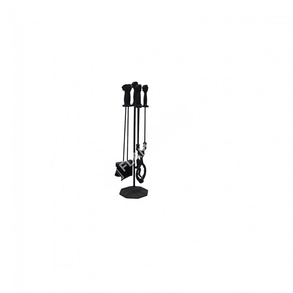 FS-103A Flame Stove Flame Stove Aslan Başlı Pik Döküm 4'lü Şömine Soba Maşa Takımı Seti 2