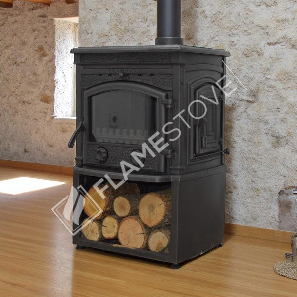 FS-016YKST Flame Stove Sirius Star Yüksek Verimli Döküm Soba Yan Kapaklı Odunluklu, Schott-Robax Camlı, Odun Kömür 4