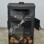 FS-044YKST Flame Stove Retro Dik Fırınlı Odun Sobası, Yan Kapaklı, Çift Yanmalı, Schott Robax Camlı, 13 kW 12