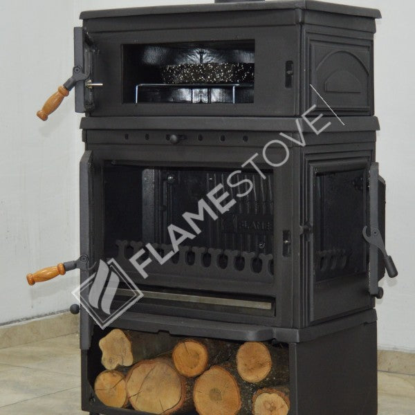 FS-044YKST Flame Stove Retro Dik Fırınlı Odun Sobası, Yan Kapaklı, Çift Yanmalı, Schott Robax Camlı, 13 kW 9