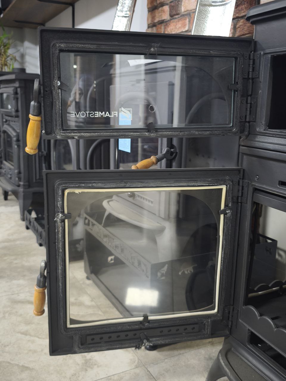 FS-024AK Modena Lüks Oven 3 camlı kuzineli Altan küllüklü Döküm Soba 6