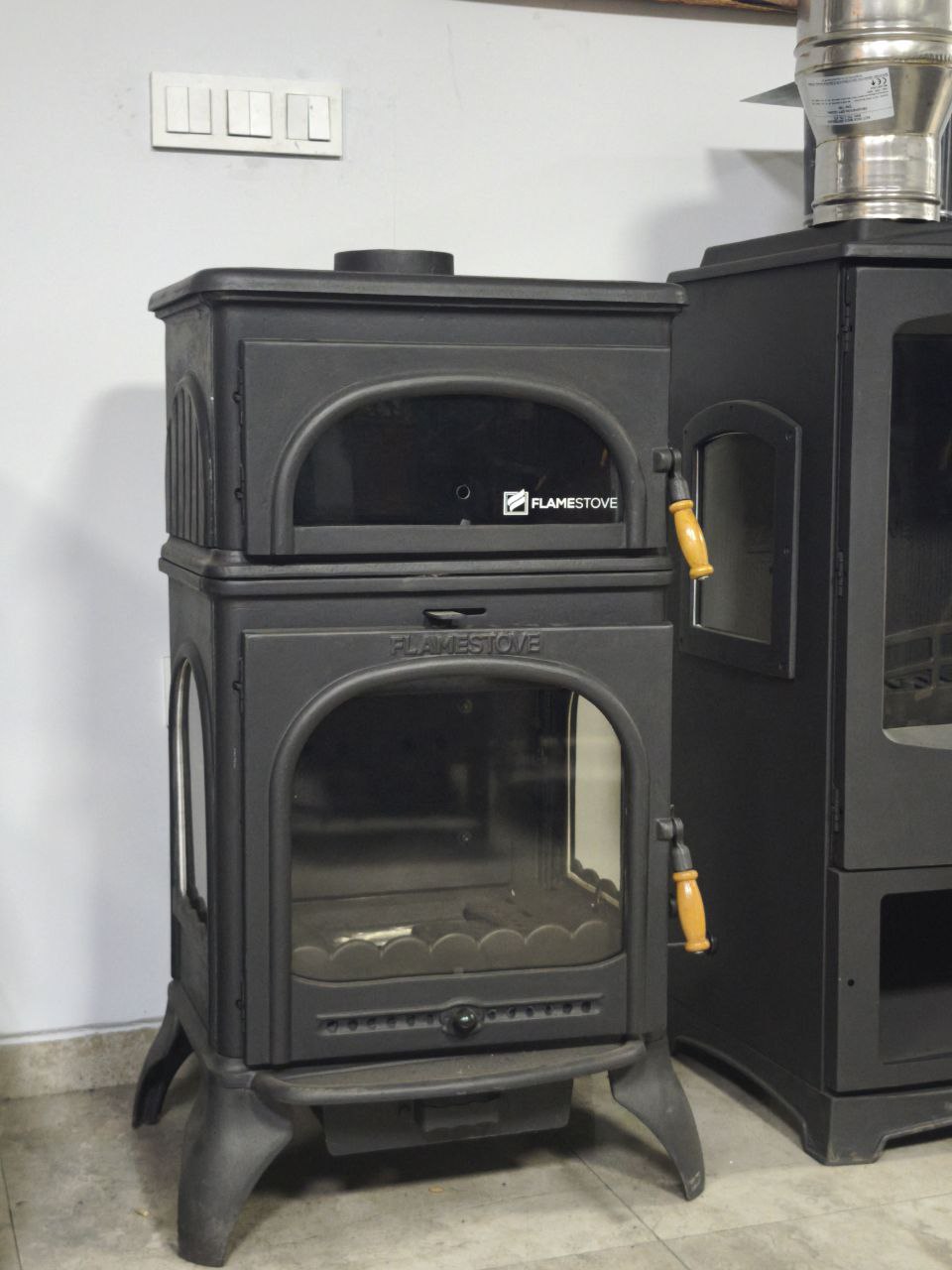 FS-024AK Modena Lüks Oven 3 camlı kuzineli Altan küllüklü Döküm Soba 10