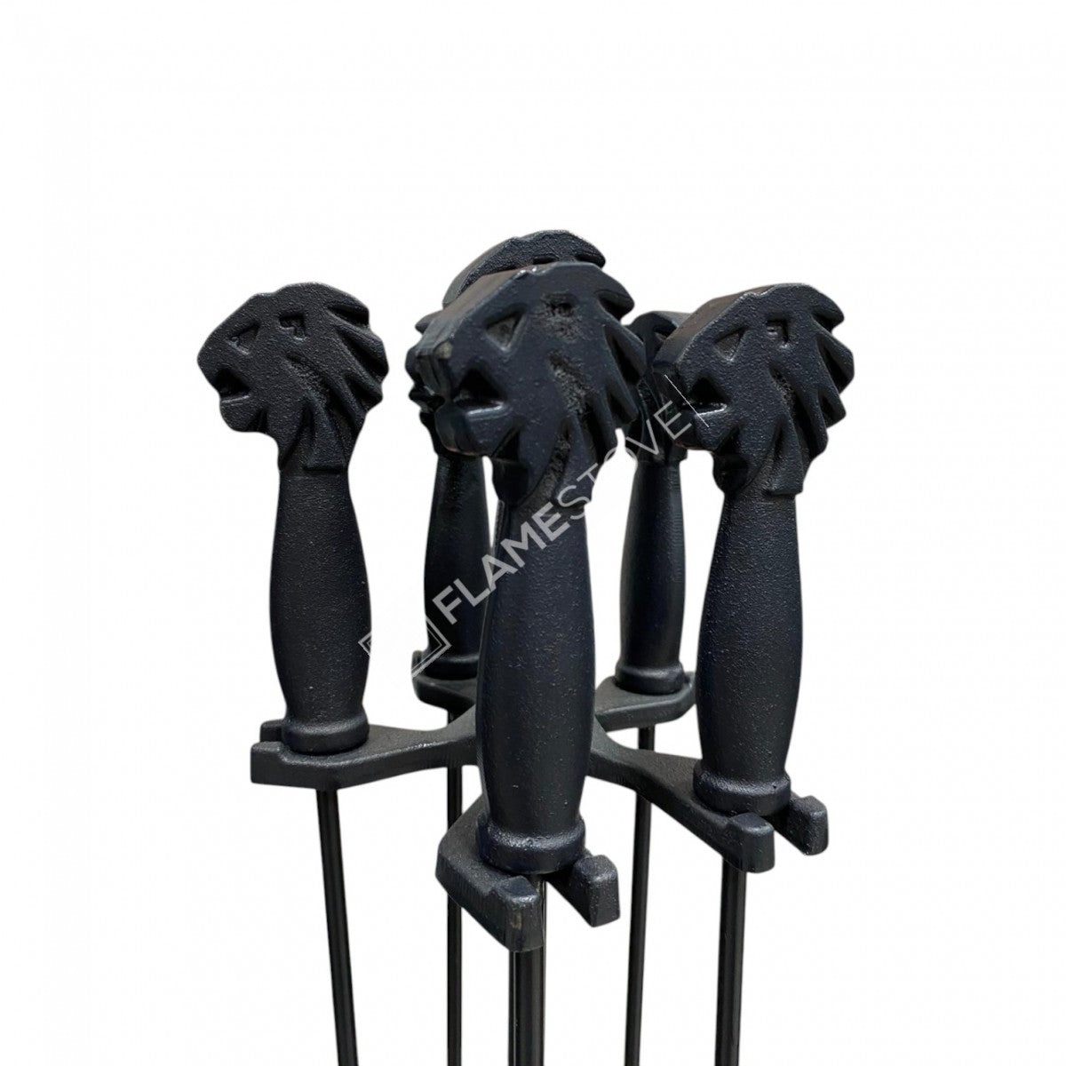 FS-103A Flame Stove Flame Stove Aslan Başlı Pik Döküm 4'lü Şömine Soba Maşa Takımı Seti 4