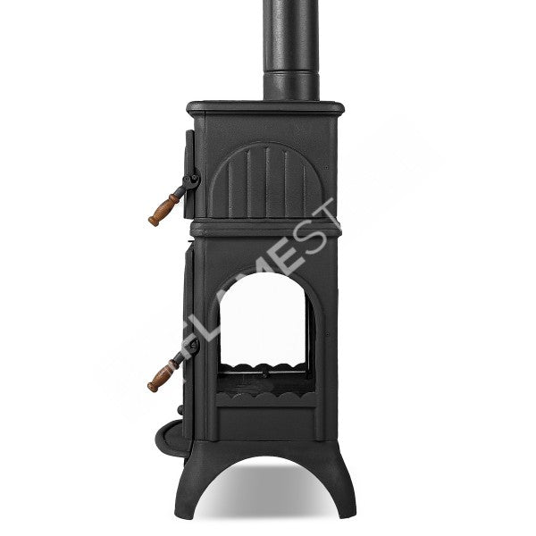 FS-024 Flame Stove Modena Lux Oven Fırınlı Döküm Soba Yüksek Verimli 3 Camlı Schott Robax 4