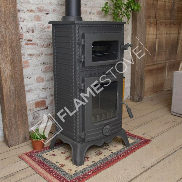 FS-053 Flame Stove Major Pik Döküm Fırınlı Odun Kömür Sobası, Schott Robax Camlı, Yüksek Verimli. 14