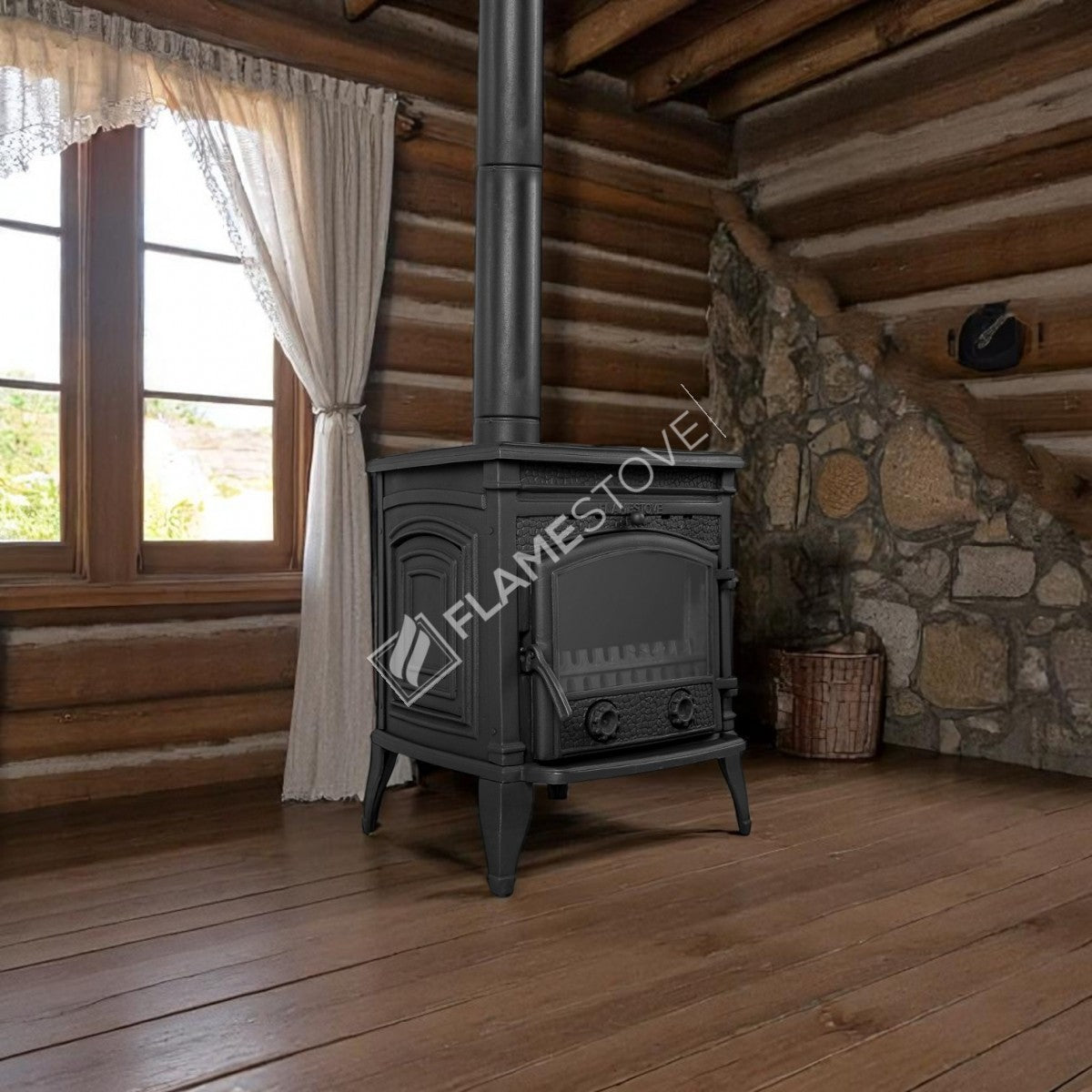 FS-016YK Flame Stove Sirius Star Yan Kapaklı Döküm Soba: Yüksek Verimli, A Sınıfı Odun Kömür. FS-16YK 6