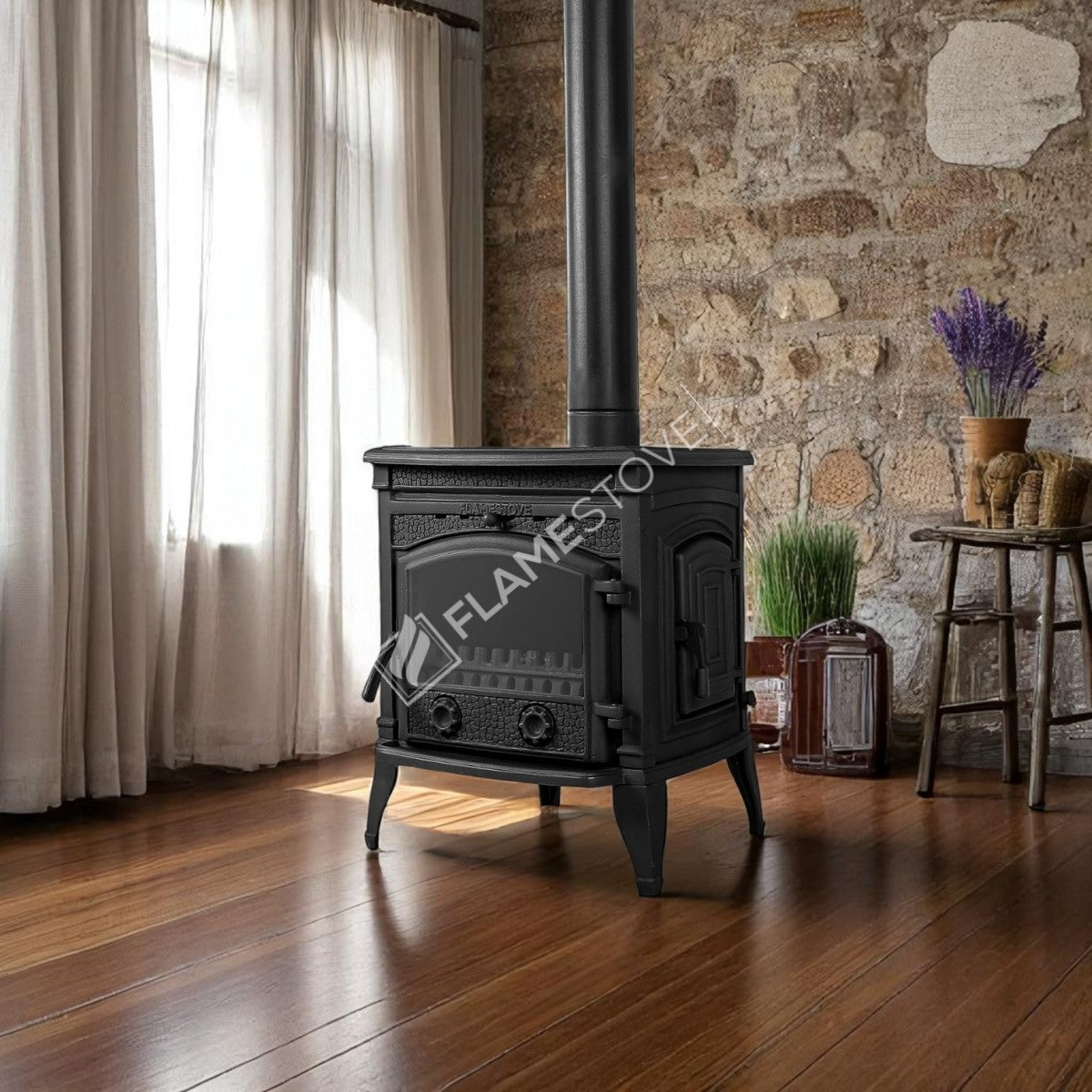 FS-016YK Flame Stove Sirius Star Yan Kapaklı Döküm Soba: Yüksek Verimli, A Sınıfı Odun Kömür. FS-16YK 4