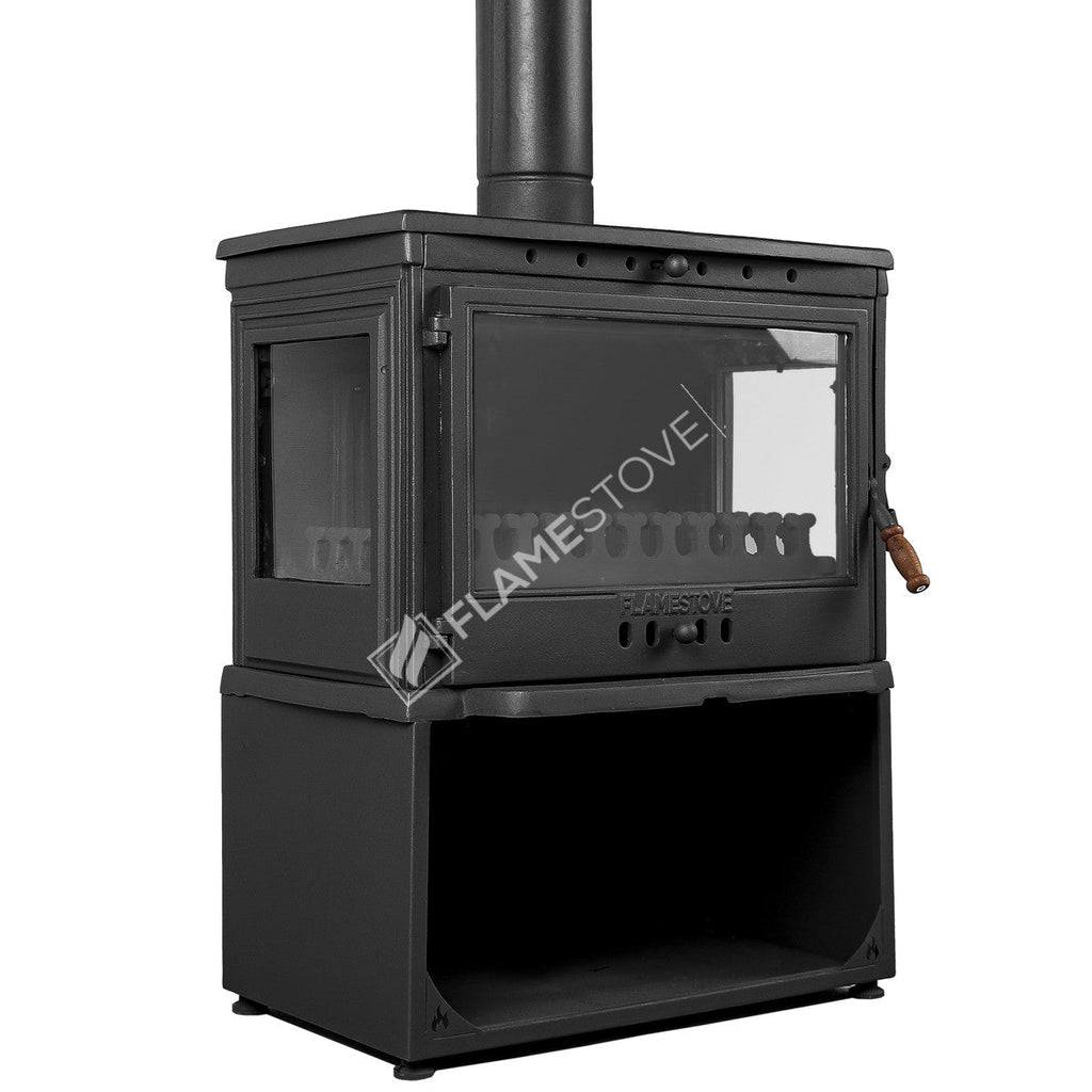 FS-042YKST Flame Stove Retro Lux YK Stil Döküm Soba, Yan Kapaklı, Odunluklu, 3 Camlı, 10 kW 3
