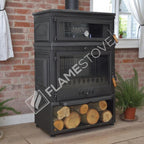 FS-044YKST Flame Stove Retro Dik Fırınlı Odun Sobası, Yan Kapaklı, Çift Yanmalı, Schott Robax Camlı, 13 kW 6