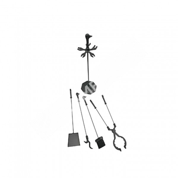 FS-103Ö Flame Stove Ördek Başlı 4'lü Pik Döküm Maşa Takımı: Şömine ve Barbekü İçin Ergonomik Set 10