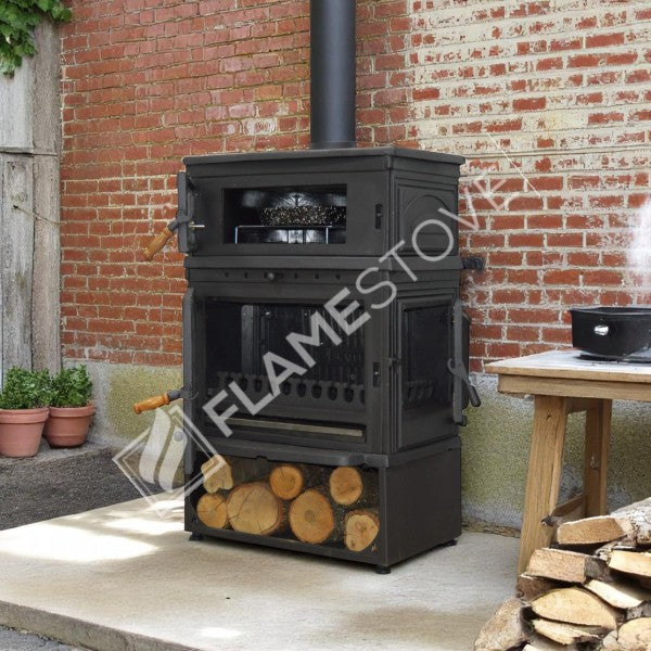 FS-044YKST Flame Stove Retro Dik Fırınlı Odun Sobası, Yan Kapaklı, Çift Yanmalı, Schott Robax Camlı, 13 kW 4