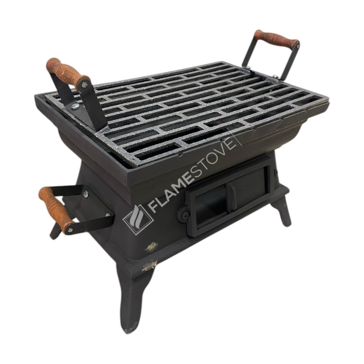 FS-405 Flame Stove Taşınabilir Ahşap Saplı Kare Döküm Piknik Mangalı - Dayanıklı, Kolay Temizlenebilir 1