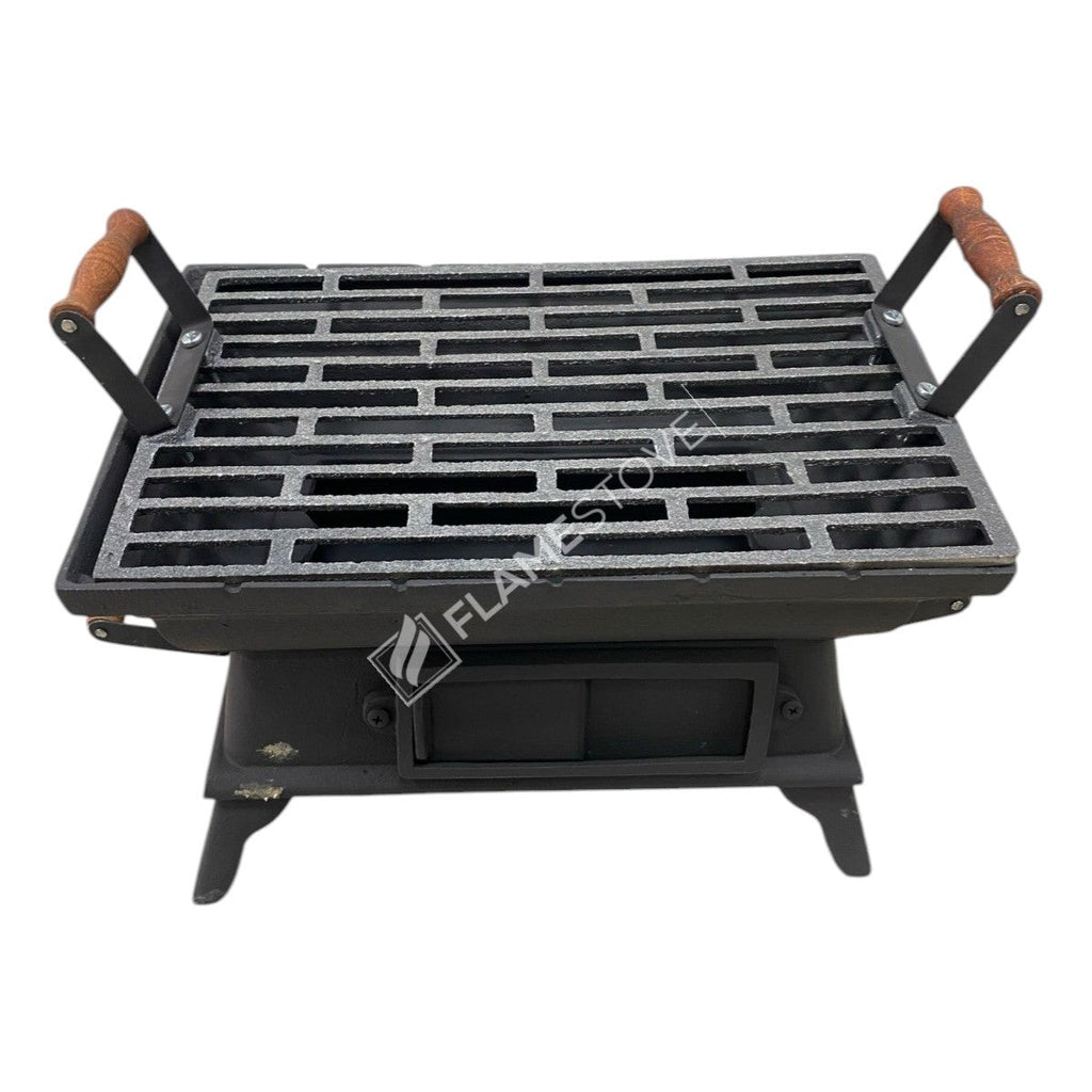 FS-405 Flame Stove Taşınabilir Ahşap Saplı Kare Döküm Piknik Mangalı - Dayanıklı, Kolay Temizlenebilir 5