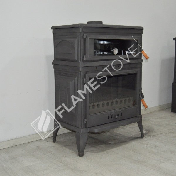 FS-044YK Flame Stove Retro Fırınlı Döküm Soba, Odun Kömür Sobası, Termostatlı, 13 kW 5