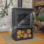 FS-016YKST Flame Stove Sirius Star Yüksek Verimli Döküm Soba Yan Kapaklı Odunluklu, Schott-Robax Camlı, Odun Kömür 5