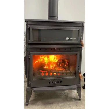 FLAMESTOVE FS-044 Retro Dik Tek Camlı Kuzineli Döküm 3