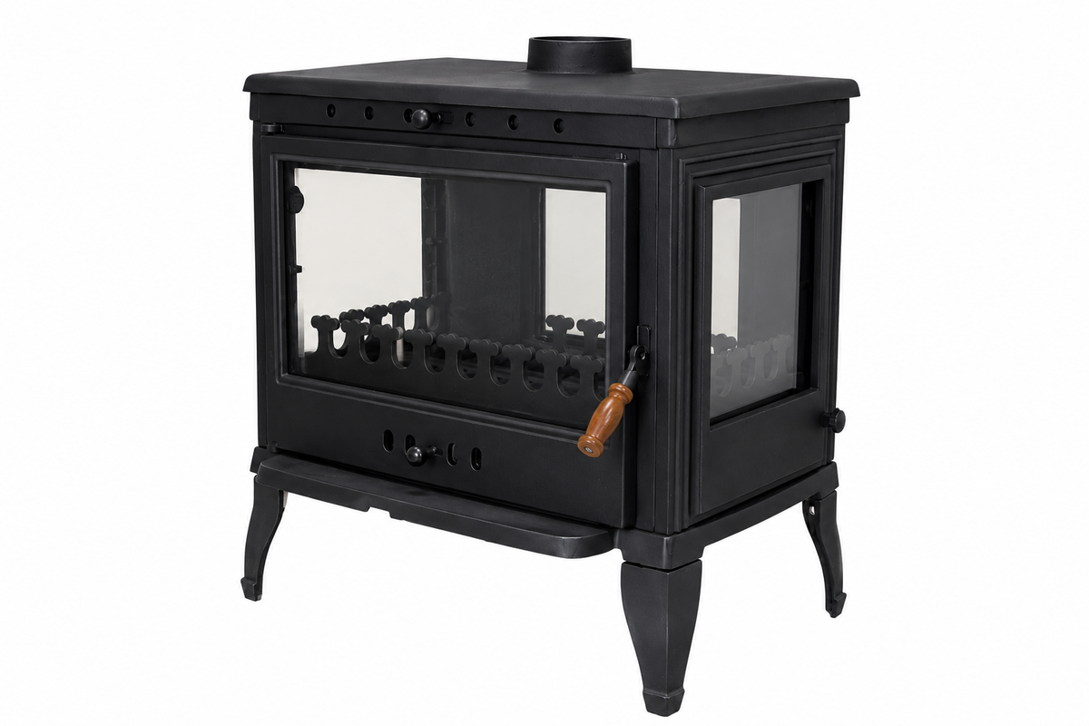 FS-043 Flame Stove 3 Camlı Döküm Soba: Yüksek Verimli Odun Kömür Isıtıcı 6