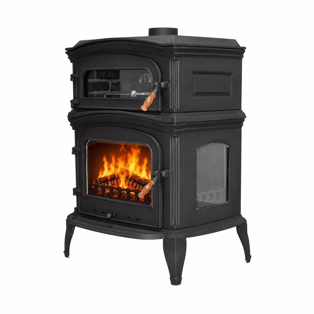 FS-034 Flame Stove Döküm Soba Fırınlı, Çift Yanmalı, A Enerjili, Odun Kömür Sobası 1