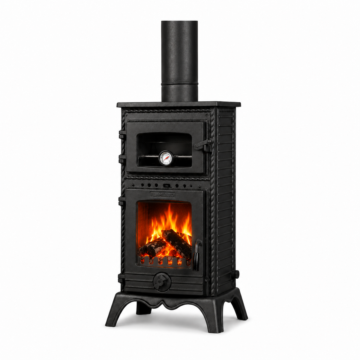 FS-053 Flame Stove Major Pik Döküm Fırınlı Odun Kömür Sobası, Schott Robax Camlı, Yüksek Verimli. 1