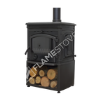 FS-016YKST Flame Stove Sirius Star Yüksek Verimli Döküm Soba Yan Kapaklı Odunluklu, Schott-Robax Camlı, Odun Kömür 3